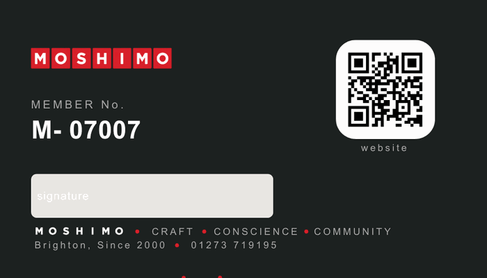 Membership card back, member number and QR code